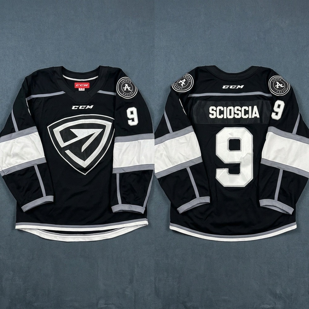CCM Long Island Arrows Hockey Jersey Black #9 Scioscia Adult Small S Stitched